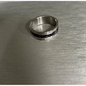 Silver and Black Band Ring